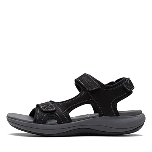 Image of Clarks Women's Mira Bay Flat Sandal, Black Textile, 6 UK