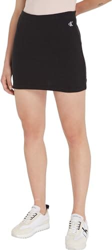Image of Calvin Klein Jeans Women's SLUB Rib MINI Skirt Bodycon Skirts, Ck Black, L