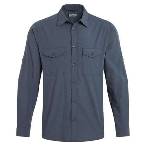 Image of Craghoppers Mens Kiwi II Long Sleeve Hiking Shirt, Ombre Blue, XL EU