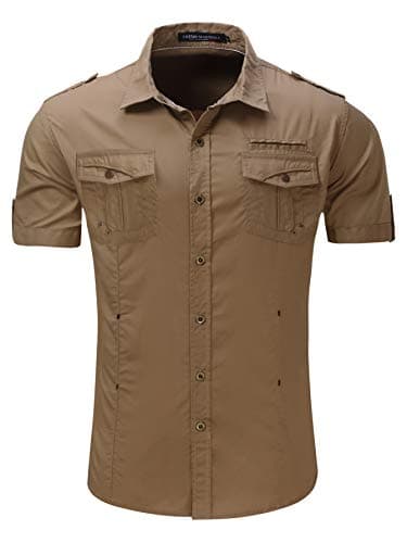 Image of FREDD MARSHALL Men's Short Sleeve Regular-Fit Work Shirt, #55890 Khaki, Medium