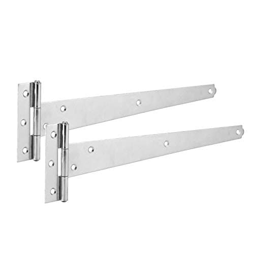 Image of XFORT® 2 Pack Zinc Plated 300 mm T-Hinge, Metal Tee Hinges with Shiny Finish That Protect Against The Weather, Ideal for External Use As Hinges On Gate, Shed and Barn Doors (Pair)