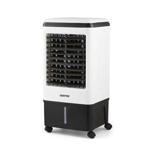 Image of GEEPAS Portable Air Cooler | 3-in-1 Cooling Fan Humidifier Conditioner for Home Office | 4 Ice Boxes, 3 Speeds with Oscillation | 20L Water Tank Remote Control & 7.5h Timer | 2 Year Warranty 80W White