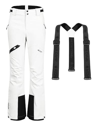 Image of Pioneer Camp Women's Snow Pants Waterproof Ski Trousers Windproof Thermal Salopettes Women with Adjustable Braces Fleece Snowboard Bibs Trouser for Skiing Snowboarding（White;XL