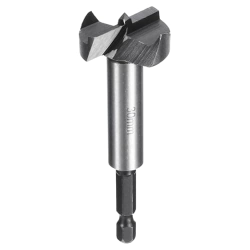 Image of sourcing map Forstner Drill Bit 1-3/16"(30mm) Carbon Steel Single Tooth Flat Wing Wood Drilling Forstner Bit Hinge Cutter with 1/4" Hex Shank for Hardwood Softwood Plywood Woodworking