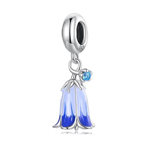 Image of CMBSSTFC 925 Sterling Silver Drip Bluebell Charm Beads, Handmade Pendant for Troll Chamilia Biagi European Style Bracelet Necklaces