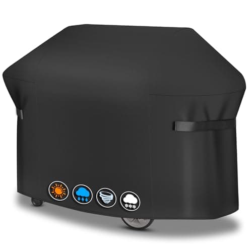 Image of Sonharlar BBQ Cover 165 CM 7131 Grill Barbecue Cover for Weber Genesis 400 Series 4 Burner Gas Grill Heavy Duty & Waterproof, PU Cover for Weber Genesis E435, E410, E440 (Not Fit 2022 Genesis E-435)