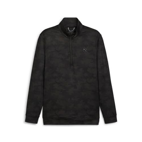 Image of Puma Mens Cloudspun Camo Quarter Zip Baselayer Top Puma Black M
