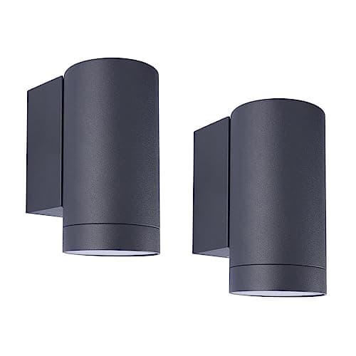 Image of Klighten 2 pcs Outdoor Wall Lights IP65, Outside Down Lights, Exterior Wall Lighting Aluminum Modern Wall Lamp for Garden Entrance Terraces, Socket GU10, Bulbs not Included, Anthracite