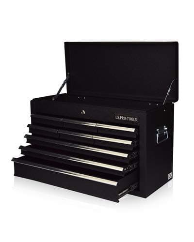 Image of US PRO TOOL BOX 6 DRAWER MOBILE TOOL CHEST PORTABLE TOOL CABINET GLOSS BLACK BALL BEARING SLIDE DRAWERS