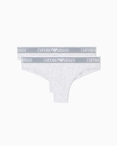 Image of Emporio Armani Woman's Iconic Logoband 2-Pack Brazilian Grey M