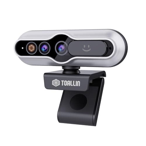 Image of TOALLIN 2K QHD Webcam with Windows Hello, Facial Recognition Web Camera, 5 Million Pixels, Auto-Focus Computer Camera, USB Webcam with Microphone & Privacy Shutter