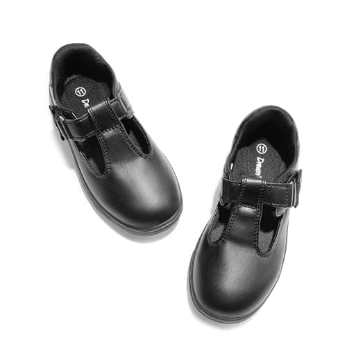 Image of DREAM PAIRS Girls Mary Jane School Uniform Shoes T-Strap Flat Sneakers Toddler Little Kid,Size 11 Little Kid,Black,SDFL2425K