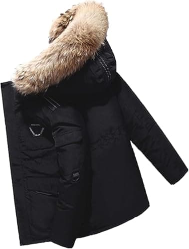 Image of Men's Down Jacket Big Goose Autumn And Winter Thickened Coat Canada Style Warm Snow Coat,Black,L