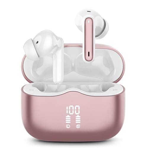 Image of xinwld Wireless Earbuds, Wireless Headphones Bluetooth 5.4 Earphones, 2026 Bluetooth Headphones with 13mm Drivers, IP7 Ear buds Wireless Earbuds, 36H Playtime, LED Display, Ultra Light, Rose Pink