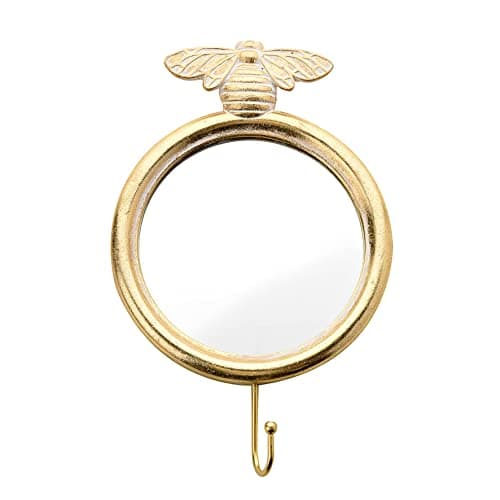 Image of Widdop and Co Hestia Gold Finish Wall Hook Mirror - Bee
