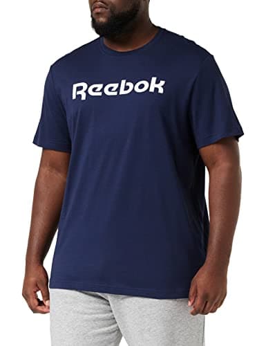 Image of Reebok Men's Graphic Series Linear Logo T Shirt, Vector Navy/White, L UK