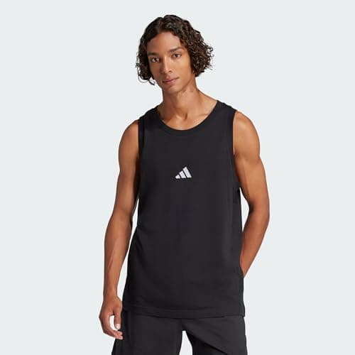 Image of adidas Men's Essentials Small Logo Single Jersey Tank TOP, Black/White, L