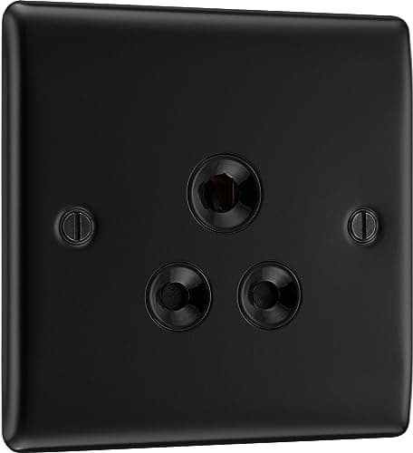 Image of Nexus Metal Matt Black Single Round Pin Unswitched 5A Socket (Black Insert)