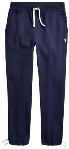 Image of POLO RALPH LAUREN Men's Athletic Fleece String Bottom Sweatpants, Aviator Navy Yellow Pony., X-Large