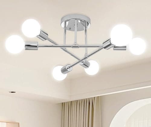 Image of Dellemade Ceiling Light, 6 Lights Chandelier Ceiling Light for Living Room,Bedroom,Kitchen (Silver)