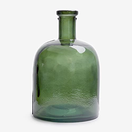 Image of Plain Recycled Glass Wide Bottle Handmade Mediterranean Style Glass Carafe for Home Decor, Vase, Flower Vase (Olive Green)