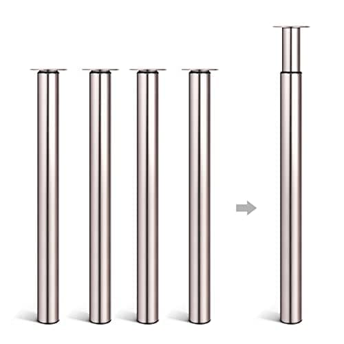 Image of Dhouse Table Legs 4-Pack Breakfast Bar Leg 710-1100mm Adjustable DIY Metal Folding Desk Legs Kitchen Worktop Loft Legs for Furniture Table Coffee Table Dining Table 60mm Diameter(Nickel Brushed)