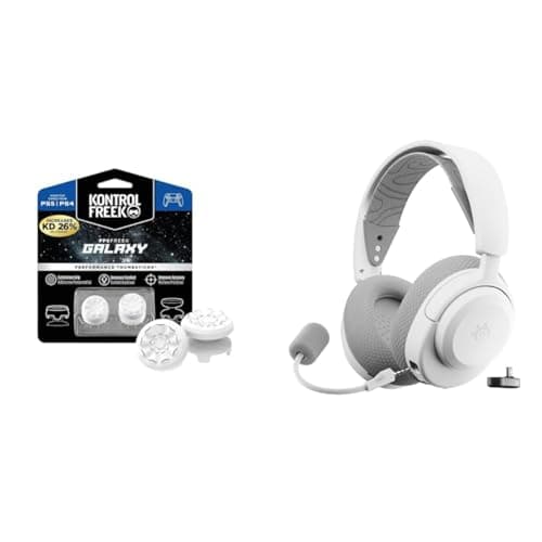 Image of Bundle of KontrolFreek FPS Freek Galaxy White for Playstation 4 (PS4) and Playstation 5 (PS5) | Performance Thumbsticks + SteelSeries Arctis Nova 3P Wireless - PS5 Headset - Gaming Headset
