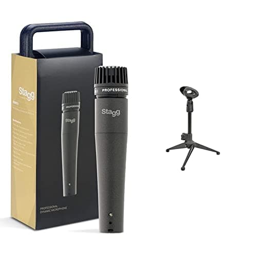 Image of Stagg SDM70 Professional Multipurpose Cardioid Dynamic Microphone & Mini Foldable Tripod Microphone Stand