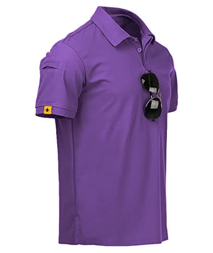 Image of JACKETOWN Men Polo Shirt Short Sleeve Breathable Tennis Shirt Summer Tshirts Men Button Front Polo Shirts for Men Adult Casual Sport Shirt Basic Regular-Fit Golf Shirt(Purple-2XL)