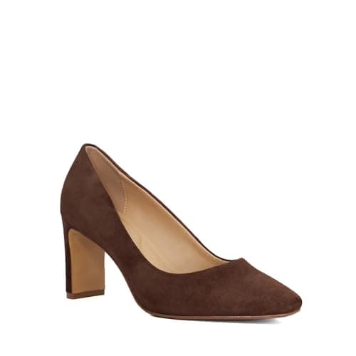 Image of Dune London Ladies Arriving High Block Heel Court Shoes Size UK 7 Suede Brown