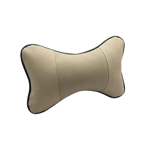 Image of AYWHDBC Car Seat Headrest Covers Car Leather Breathable Safety Pillow Auto Car Universal Head Neck Rest(White)