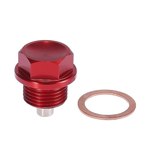 Image of X AUTOHAUX 1 Set M18 x 1.5 Magnetic Oil Drain Plug Sump Drain Nut Red
