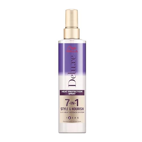 Image of Wella Deluxe Heat Protection Spray | Anti-frizz | UV & Humidity Protection | For All Hair Types | Tapioca Starch | Non-sticky | 7-in-1 Style & Nourish, 150ml