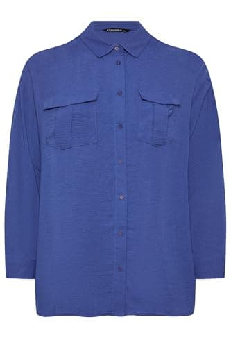 Image of EVANS Curve Cobalt Long Sleeve Utility Shirt - Women's - Plus Size Curve