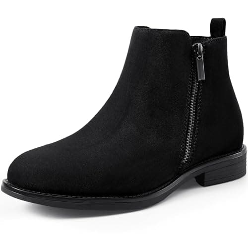 Image of Harvest Land Womens Chelsea Ankle Boots Flat Stylish Classic Short Booties Side Zipper Shoes Black 7UK