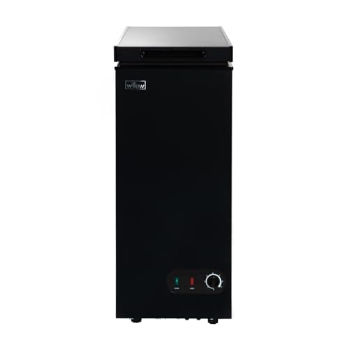 Image of Willow WCF60B Freestanding 51L Slimline Compact Chest Freezer with Adjustable Thermostat, Removable Storage Basket, Suitable for Outbuildings and Garages - Black