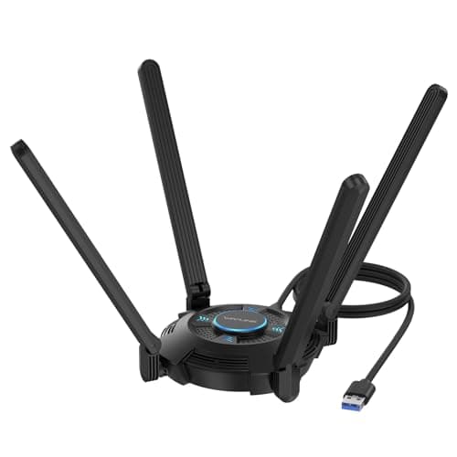Image of AX5400 USB WiFi 6E Adapter for PC, WAVLINK WiFi Dongle for desktop PC, Tri Band 6GHz(2402Mbps) + 5GHz(2402Mbps) + 2.4GHz(573Mbps), MU-MIMO, WPA3 Encryption, Built-in Driver, only Support Win 11/10