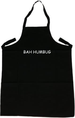 Image of TeeTreeDesigns Bah Humbug Christmas Funny Black Apron (White print)