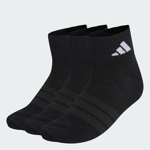 Image of adidas Unisex Thin&Light Sportswear Ankle Socks 3 Pair Pack, black/black/white, 8.5-10