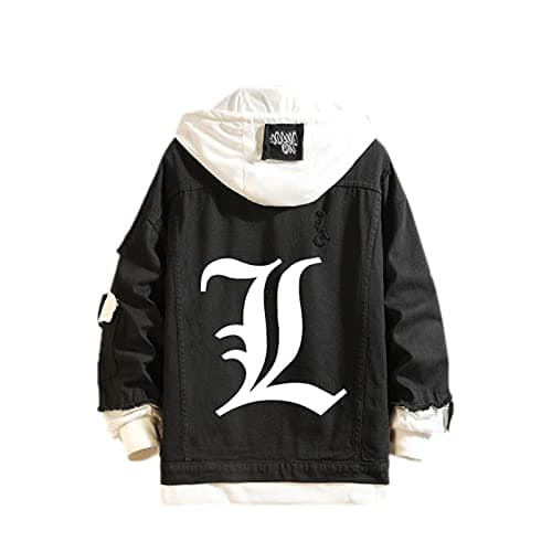 Image of famesale Unisex Death Note Hoodie Jacket Cosplay L·Lawliet Yagami Light Denim Jacket Anime Casual Sweatshirt Costume