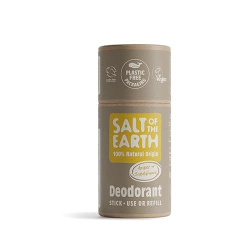 Image of Salt of the Earth - Natural Deodorant Stick Refill - Amber and Sandalwood - Vegan, Long Lasting Protection, Leaping Bunny Approved, Made in The UK for Men, Women & Kids - 75g