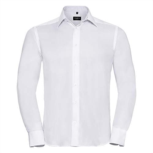 Image of Russell Collection Mens Long Sleeve Ultimate Non-Iron Shirt (17.5inch) (White)