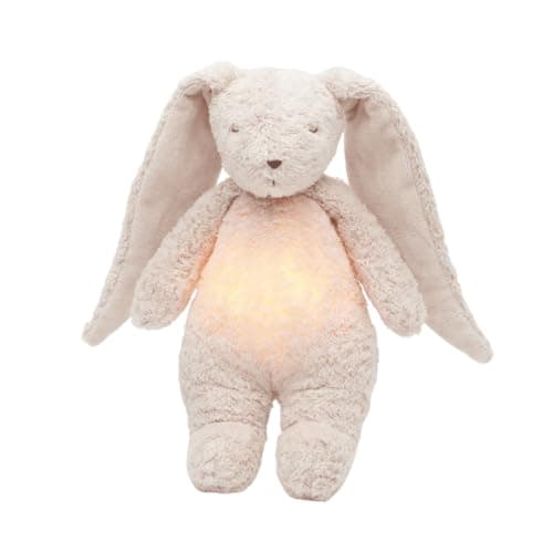 Image of Moonie 2.0 Organic Humming Bunny with Night Lamp – Rose | Soothing White & Pink Noise Sleep Aid for Babies | Voice Recording | Rechargeable, GOTS Certified Cotton | Calming Plush for Newborn & Toddler