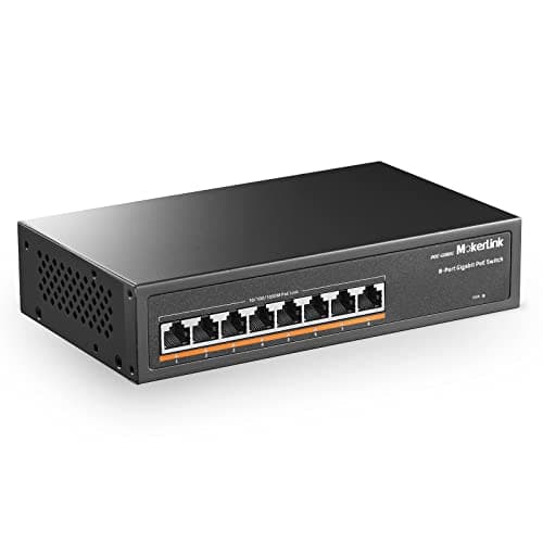 Image of MokerLink 8 Port Gigabit PoE Switch, 8 PoE+ Ports 1000Mbps, 802.3af/at 120W, Unmanaged Plug and Play, Sturdy Metal Fanless
