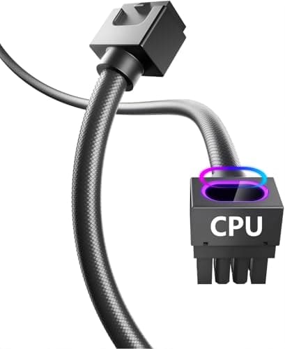 Image of AsiaHorse Hydrus 8-Pin CPU Extension Cable [FOR CPU ONLY], EPS 12V Power Cable (NOT FOR GPU), 18AWG Sleeved, 5V 3-Pin ARGB Sync - Black