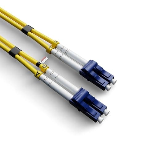Image of rhinocables OS2 Single-Mode LC Fibre Cable – 9/125µm Duplex Lead for SFP Modules, Switches & Backbone Links | LSZH Safety Jacket with ≤0.30dB Insertion Loss | 1G/10G/40G/100G Optical Networks (3m)
