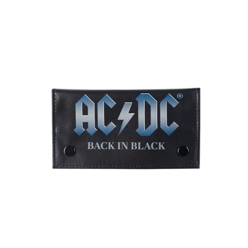 Image of AC/DC Tobacco Pouch – Rolling Tobacco Storage Case with Zip Compartments & Snap Button – Baccy Pouch for Papers, Filters & Accessories – Compact Leather Style Tobacco Wallet for Travel