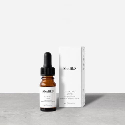 Image of Medik8 C-Tetra Luxe Travel Size - Lipid 14% Vitamin C Enhanced Radiance Serum -Smooths Fine Lines & Uneven Tone - Antioxidant & Nourishing - Dull, Dry Skin Types - 8ml