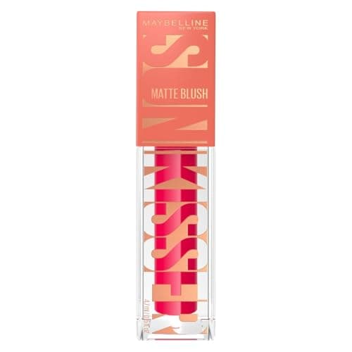 Image of Maybelline Blusher, New York, Sunkisser, Hazy Matte Blush, Cheek Colour, Ultra-Blendable, Lightweight, Melt-to-Skin Formula, Plush Applicator for On-the-Go Application, Shade: Hot Pink Summer