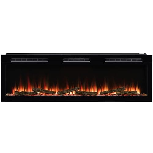 Image of Dimplex Sense Optiflame Media Wall Fire, Black Wall Mount or Recess, Built-In Electric Fireplace, With 13 Colour Themes, 3 heat settings, Remote & Wi-Fi Controls, 60"/ 153.3cm